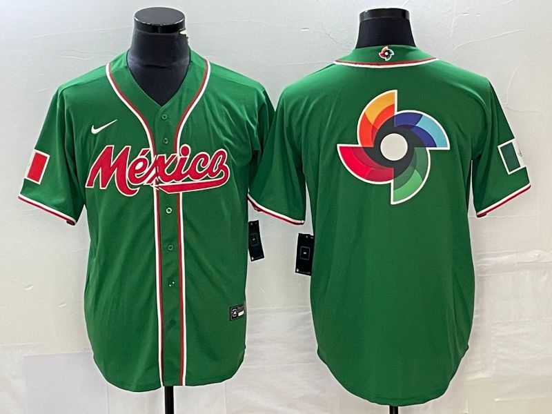 Men 2023 World Cub Mexico Blank Green Nike MLB Jersey12->more jerseys->MLB Jersey